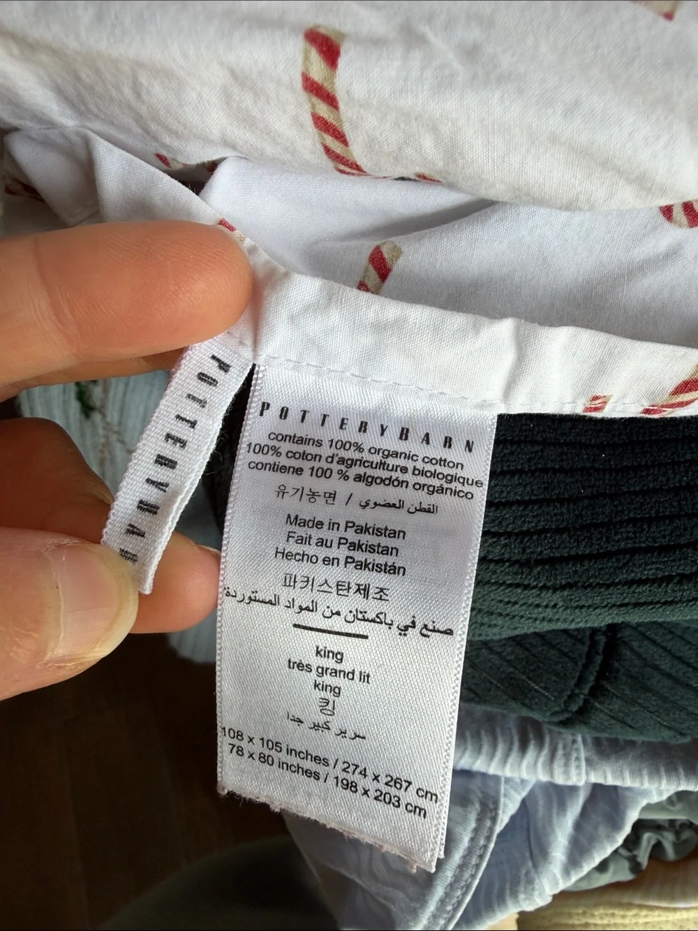 Pottery Barn Candy Cane Christmas King Sheet Set
